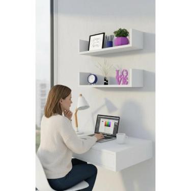 Imagem de Kit 2 Nichos U Branco 50x15cm MDF - Organização e Decoração - Congratu
