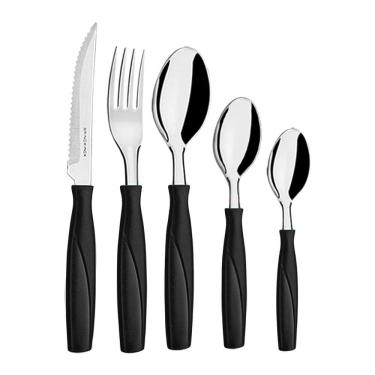 Imagem de Faqueiro Brinox Itaparica em Inox com Cabo Preto e com Jarra 20 Peças