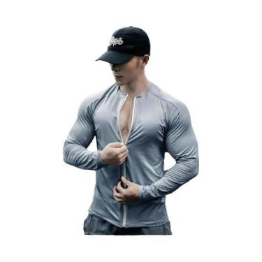 Imagem de Camiseta De Compressão Masculina Para Musculação Outono/Inverno Com Zí