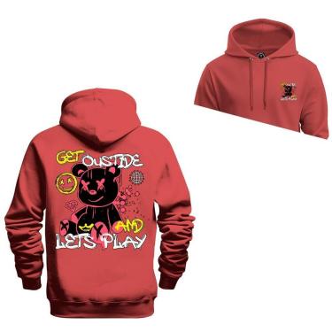 Imagem de Moletom Canguru Blusa De Frio Confortável Estampado Ouside Lest Play Frente e Costas-Unissex