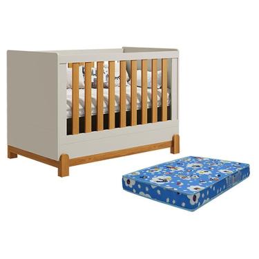 Imagem de Berço Americano Lótus Liso Areia Savana Com Colchão Ortobom - Reller