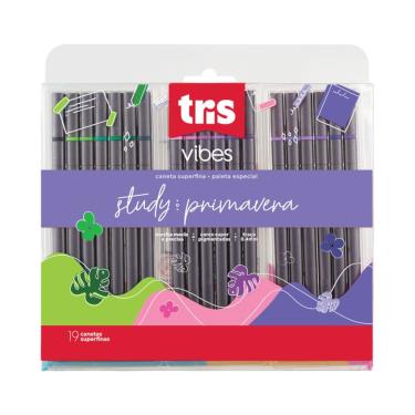 Imagem de Caneta Ponta Fina Tris Vibes Study Primavera com Ponta Metálica de Feltro Resistente Tr...