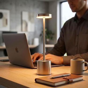 Imagem de Luminária LED Mesa Recarregável Sem Fio 3 Tons Luz Toque Dimerizável I
