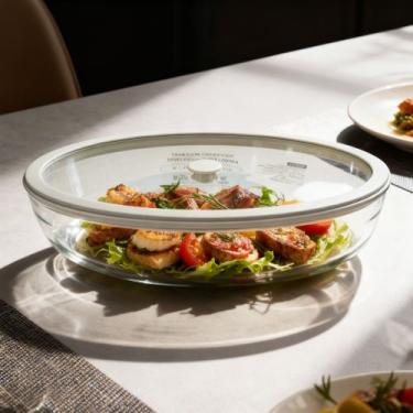 Imagem de Travessa De Vidro C/ Tampa 2l Resistente alta temperatura - JHAMBA