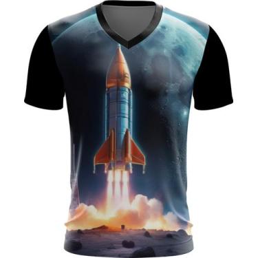 Imagem de Camiseta Gola V Foguete Espacial Space Rocket Espaço 3 - Kasubeck Stor