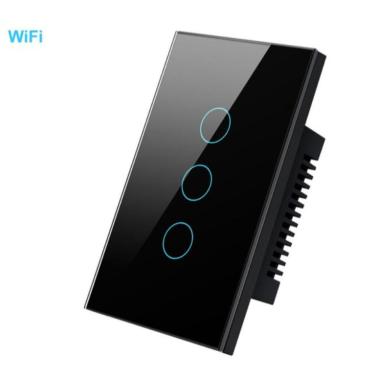 Imagem de Interruptor Inteligente Wi-Fi Touch 3 Botões S-n Controle por Voz Alexa Google Home Sir...