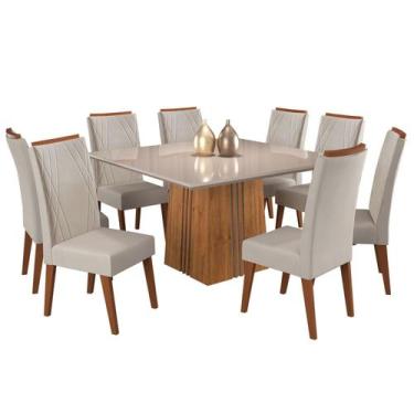 Imagem de Mesa de Jantar Quadrada Monza com 8 Cadeiras Madeira Maciça Vegas - Vi