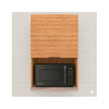 Imagem de Armário de Cozinha Aéreo Bartira Cristal MDP 15mm com Nicho para Micro-ondas e 1 Porta...