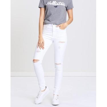 Imagem de Calça Jeans H 3R Cintura Alta Super Skinny 36br, Branco, 36