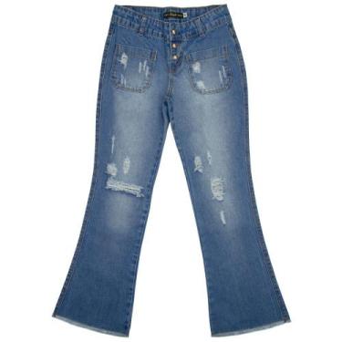Imagem de Calça Juvenil Look Jeans Flare Jeans - UNICA - 4, 4, Azul