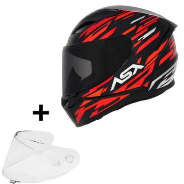 Imagem de Capacete Masculino Asx City Arrow Vermelho Moto + Viseira, 56