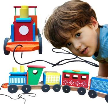 Imagem de Maria Fumaça Brinquedo Infantil Educativo e Pedagógico em MDF - TRALAL