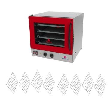 Imagem de Kit Forno Turbo Elétrico de Bancada Progás PRP-004 G2 2000W com 8 Grades Vermelho 220V