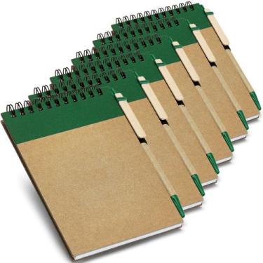 Imagem de Kit 6x Caderneta Pocket Eco com Caneta 10x14cm 60 Folhas TopGet Verde,