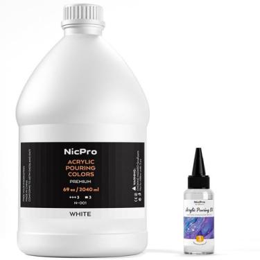 Imagem de Kit de Tinta Acrílica para Pouring Nicpro Branco Titânio 2040 ml