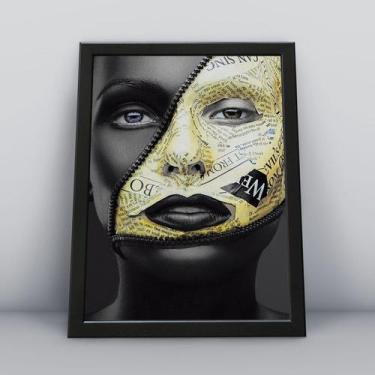 Imagem de Quadro com moldura mulher e zíper face mais próxima - Quadros TAC 