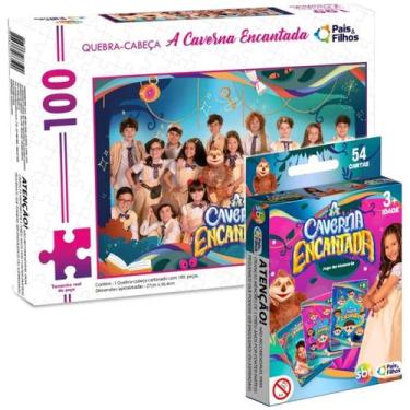 Imagem de KIt Caverna Encantada Novela SBT Quebra Cabeça + Jogo Da Memória 56 Ca