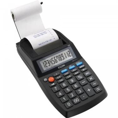 Imagem de Calculadora de Impressão Elgin 12 Dígitos Visor LCD Bivolt com 4 Pilhas AA Preta