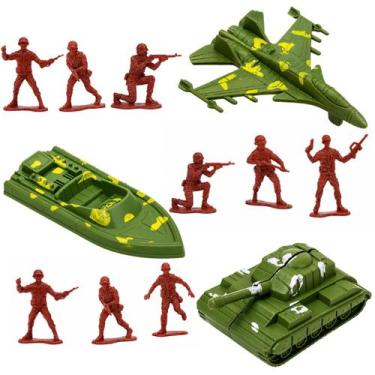 Imagem de Kit Soldadinhos de Brinquedo 60 Peças com Acessórios Militares - Caste
