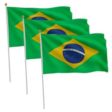 Imagem de Kit Bandeira do Brasil Copa Grande de Mão com Aste 60x90cm - Evolution