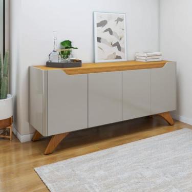 Imagem de Buffet Aparador 100%MDF 4 Portas Pés em Madeira Maciça 180cm Grécia - 