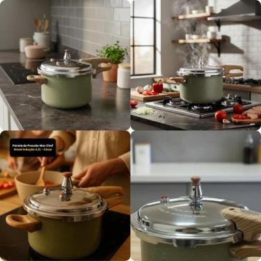 Imagem de Panela de Pressão Max Chef Wood Indução 4,2L Cozinhar Alimentos Rápido