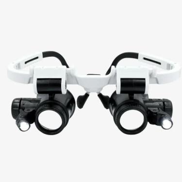 Imagem de Lupa de Cabeça Ajustável 2XLED para Joalheiro e Reparos, Óculos de Aum
