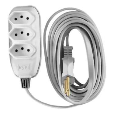Imagem de Extensão Tri 2P+T Cabo PP Chato 5,0M Branco Ilumi