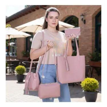 Imagem de Kit 4 Bolsas Feminina Sacola Saquinho Baladinha E Carteira Acambamento