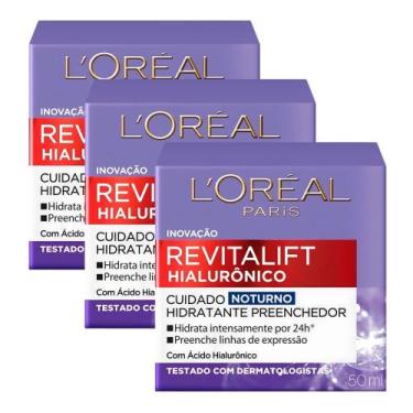 Imagem de Kit 3un Creme Facial Noturno L'Oréal Revitalift Hialuron 49g - L'Oréal