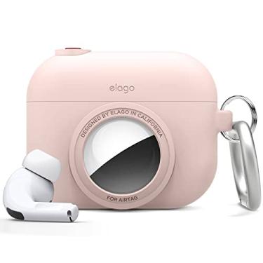 Imagem de elago Capa para fotos compatível com Apple AirPods Pro, compatível com AirTags [rosa areia] - Design clássico fofo de câmera, capa localizadora, proteção contra quedas, chaveiro incluído, dispositivo