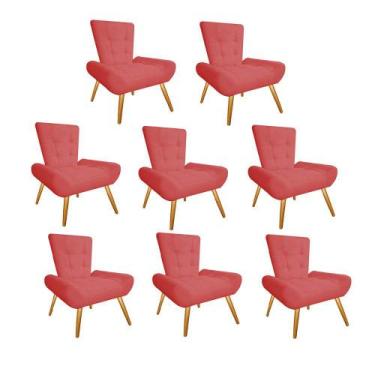 Imagem de Kit 08 Poltrona Cadeira Decorativa  Opala Sala De Estar Recepção Consu