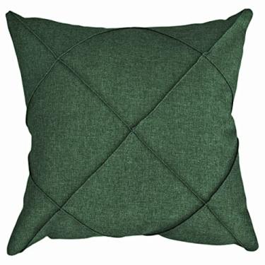 Imagem de Capa Almofada Linho Costura Drapeada Luxo Sala Quarto 43x43 (Verde)