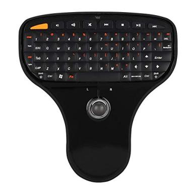 Imagem de Teclado com mouse trackball, teclado multimídia sem fio QWERTY Layout, mini teclado USB com receptor integrado de alcance de 10 m, para Smart TV, computador, para Windows 2000 / XP / Vista / 7