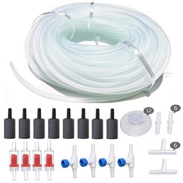 Imagem de ALEGI Tubulação aérea flexível padrão de 1,9 cm com conectores para aquários, terrários e hidroponia (50 pés + 40 conectores)