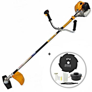 Imagem de Roçadeira Profissional Vulcan VR430H 2T 43CC 1,7HP Alta Potência Ideal para Mato Alto + Disco Circular 8 Pontas Furo 25mm Tamanho 200mm