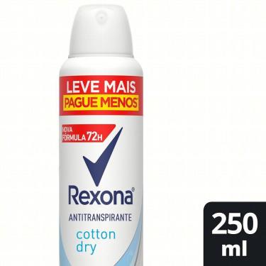 Imagem de Desodorante Antitranspirante Aerosol Feminino Rexona Cotton Dry 72 horas 250ml