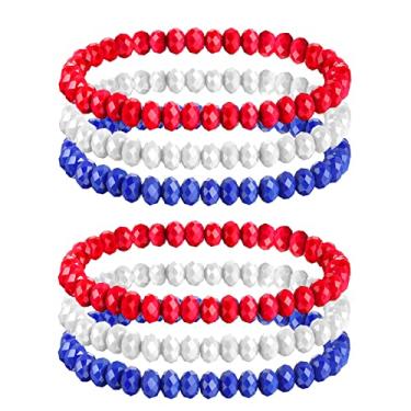 Imagem de Bracelete com bandeira americana dos EUA para mulheres masculino strass pingente de voto vermelho pulseiras decorações presentes pulseira pulseira de cristal transparente bracelete bracelete leve banhado a prata vermelho azul branco pulseira para mulheres, presente patriótico dia da independência 4 