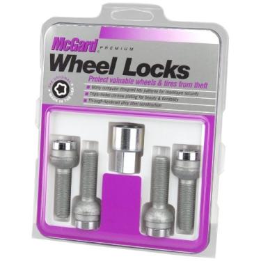 Imagem de McGard 28174 Parafusos de bloqueio de roda estilo assento de raio cromado (M14 x 1,5 tamanho de rosca), conjunto de 4