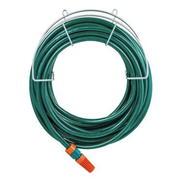 Imagem de Suporte Mangueira Jardim Aço Cromado Resistente Para Parede