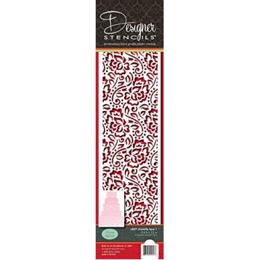 Imagem de Designer Stencils Chantilly Lace 1 estêncil de grau alimentício lateral para bolo, 9,5 x 33,8 cm, bege/semitransparente