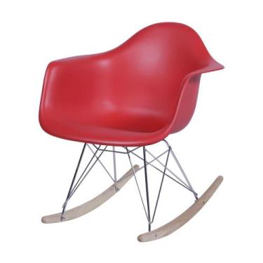 Imagem de Cadeira De Balanço Com Braço Eames Dar Polipropileno Vermelha Base Mad