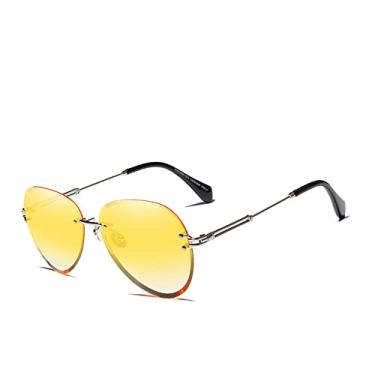 Imagem de Óculos de sol de moda vintage óculos de sol feminino sem aro lente gradiente designer óculos de sol feminino, 6, tamanho único