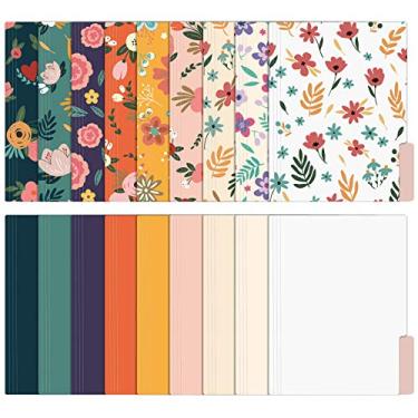 Imagem de EOOUT Pacote com 18 pastas de arquivo decorativas pastas florais fofas, pastas de arquivo coloridas tamanho carta, abas cortadas em 1/3, 24 x 29 cm, para escritório, escola, casa