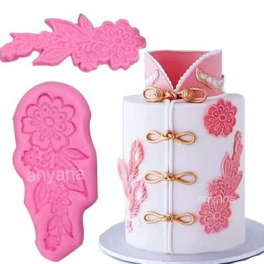 Imagem de Anyana 2 peças Vintage Flor Vintage Vintage Vintage Vintage Renda Silicone Fondant Impressão Molde Bolo Ferramentas de Decoração Sugarcraft Icing Chocolate Borda molde Borda Estêncil Borda de Casamento Alimento de Aniversário Wilton Flourish Pastelaria, set of 2 pcs lace mold, 14*6.8*1.8cm, 1