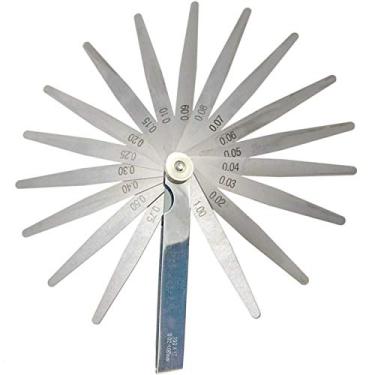 Imagem de KEWAYO Ferramenta métrica de medição de calibre de folga de aço inoxidável (0,02 – 1,00 mm, 17 lâminas), para medir a espessura da lacuna