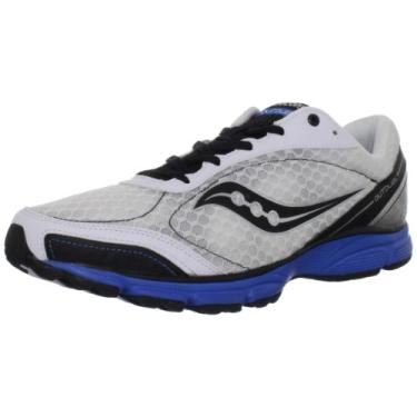 Imagem de Saucony Tênis de corrida masculino Grid Outduel, Branco/Preto/Azul royal, 9.5