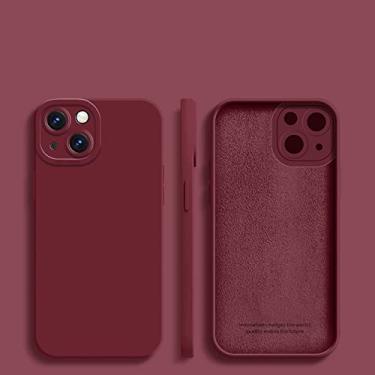 Imagem de Capa de silicone líquido de proteção de armação quadrada para iphone 14 13 12 MINI 11 Pro XS Max XR X 8 7 Plus SE 2020 capa macia Funda, vinho tinto, para iphone 8 ou 7