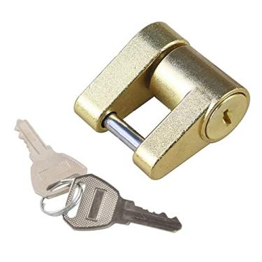 Imagem de Xodouhi Travas do acoplador do engate do reboque de reboque de 1/4 polegada trava de engate de reboque resistente trava de língua para reboque reboque trailer acoplador de carro de caminhão (latão)