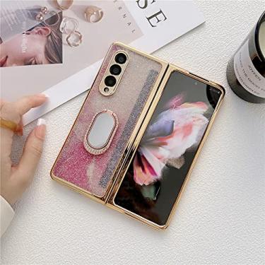 Imagem de Capa de telefone Glitter Diamond para Samsung Z Fold 3 5G com suporte de anel para Z Fold3 câmera traseira para Galaxy Z Fold 3 casos, A, para Z Fold 3